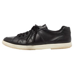 Prada Black Leather Low Top Sneakers Size 43