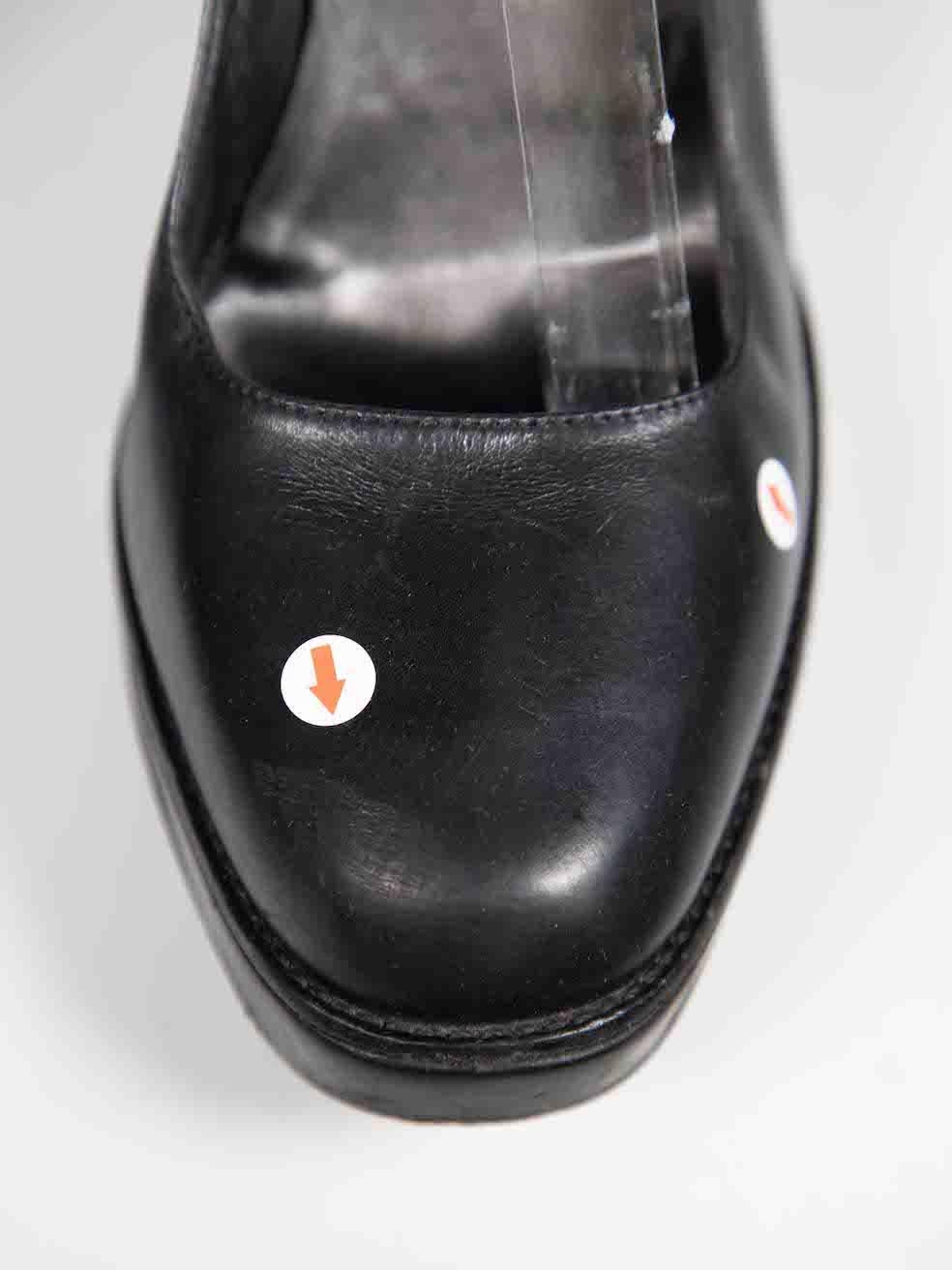 Prada Black Leather Mary Jane Heels Size IT 38.5 For Sale 1