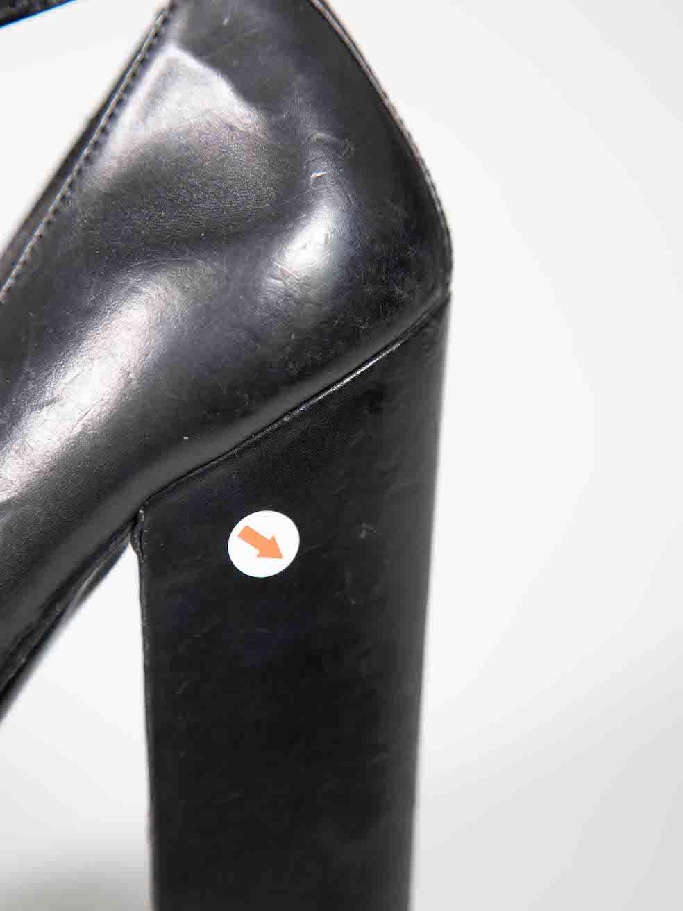Prada Black Leather Mary Jane Heels Size IT 38.5 For Sale 3