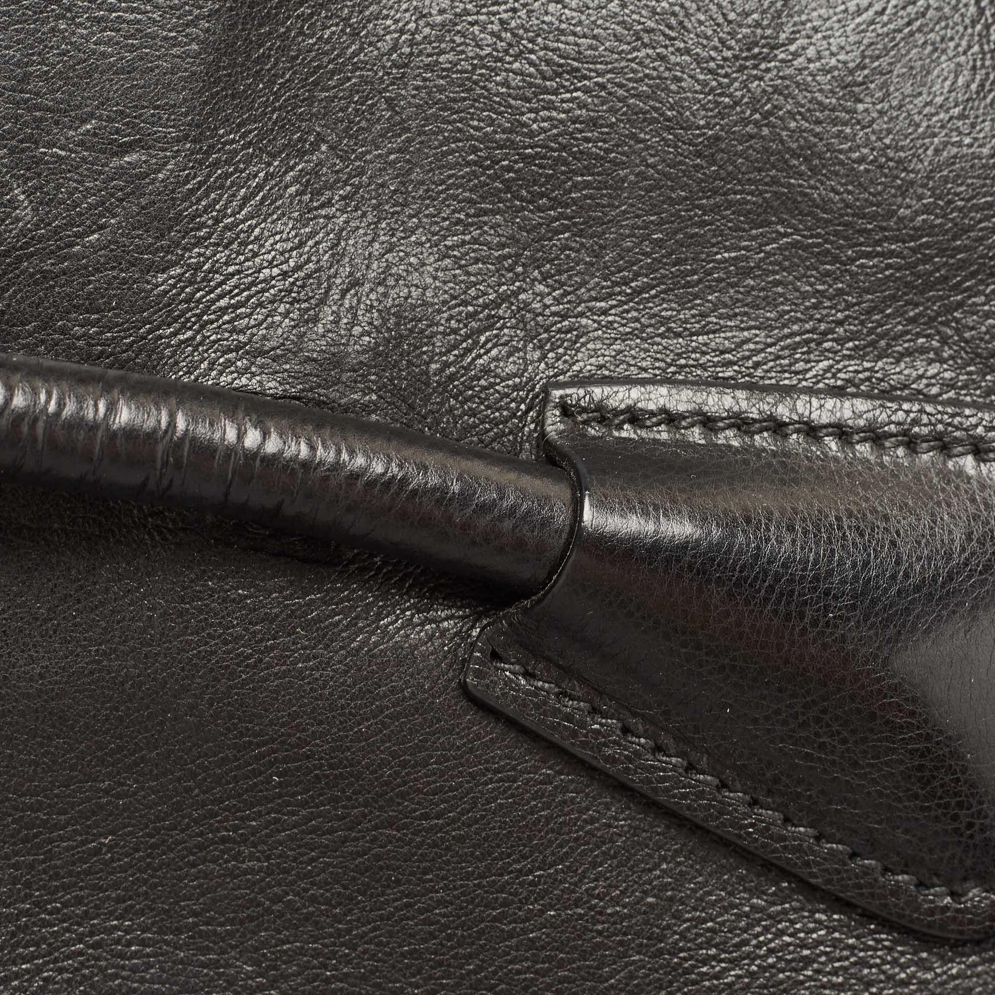 Prada Black Leather Medium Twin Pocket Double Handle Tote 6