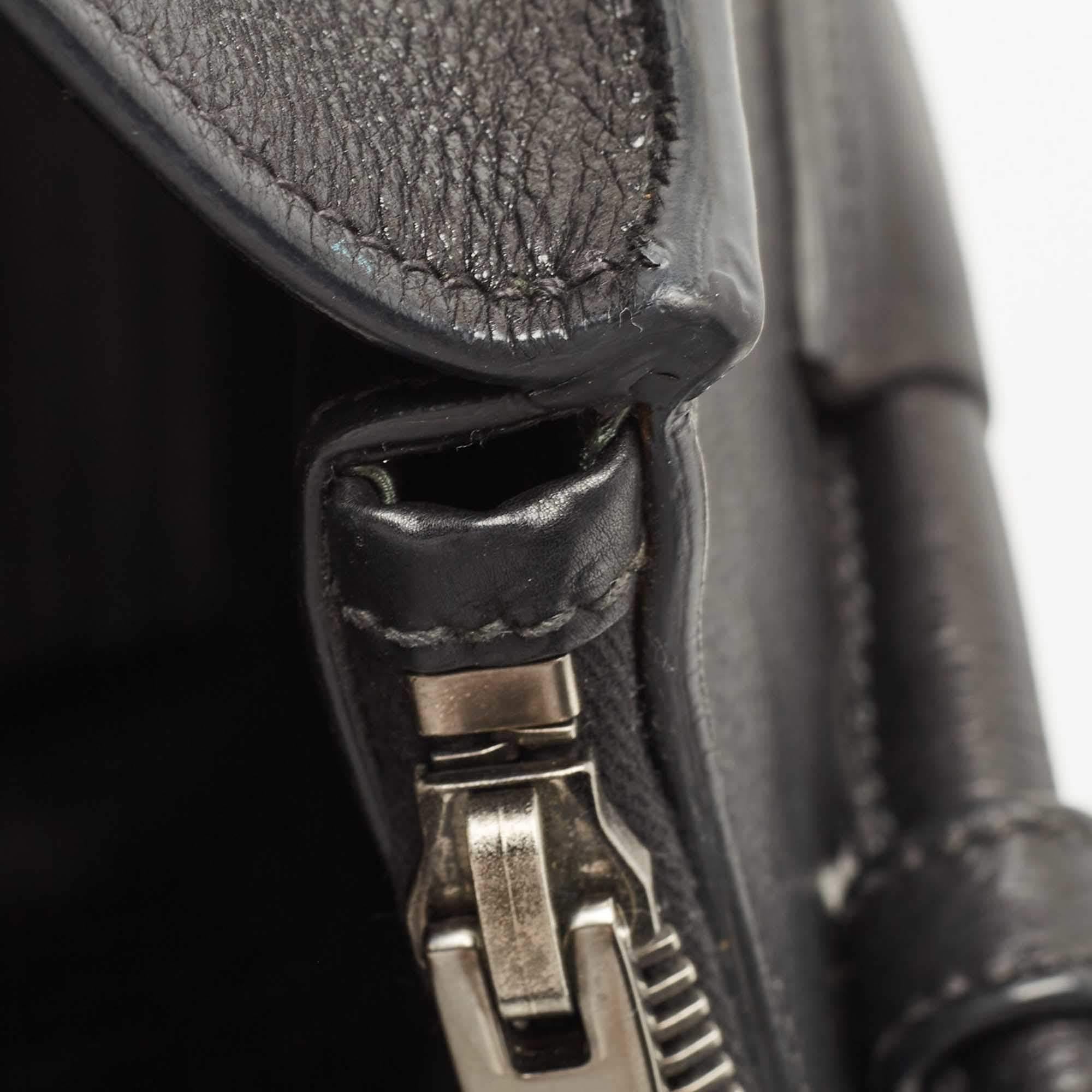 Prada Black Leather Medium Twin Pocket Double Handle Tote 5