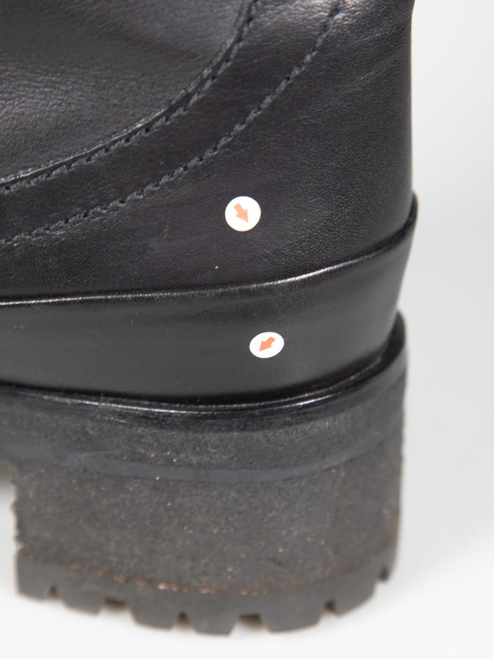 Prada Black Leather Mid Calf Buckle Boots Size IT 38 For Sale 3