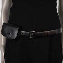 PRADA black leather MINI BELT Bag 85