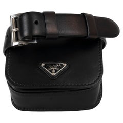 PRADA black leather MINI BELT Bag 85
