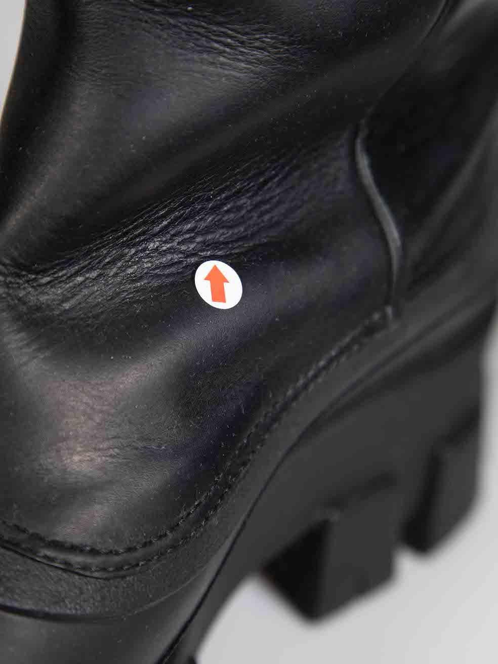 Prada Black Leather Monolith Shearling Lined Boots Size IT 41 3