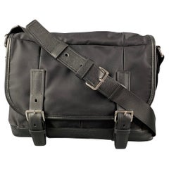 PRADA Black Leather Nylon Cross Body Messenger Bag