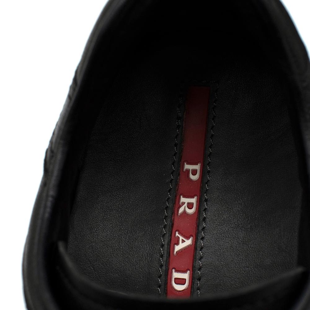 Prada Black Leather Nylon Low-Top Sneakers 37 2