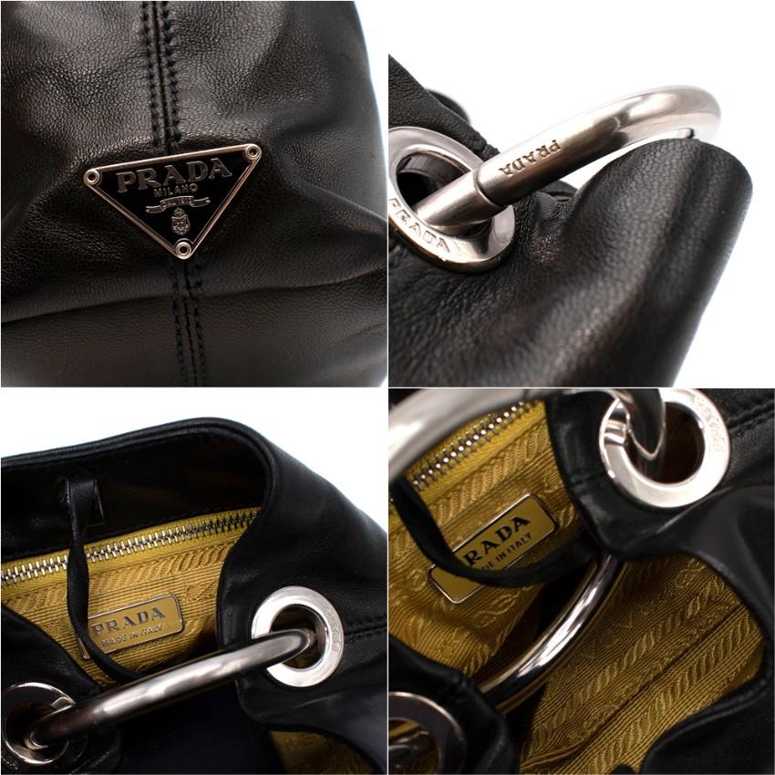 Women's Prada Black Leather O-Ring Mini Top Handle Bag