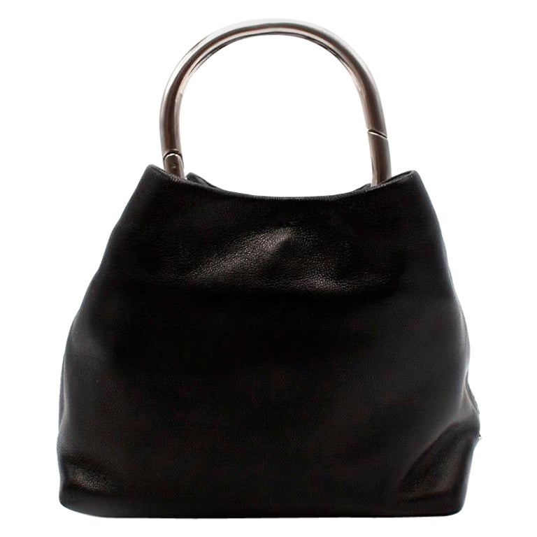 Prada Black Leather O-Ring Mini Top Handle Bag