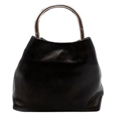 Prada Black Leather O-Ring Mini Top Handle Bag