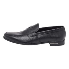 Prada Black Leather Penny Loafers Size 39.5