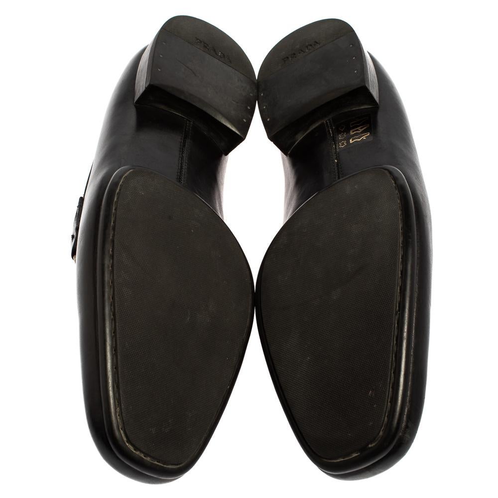 Men's Prada Black Leather Penny Loafers Size 40