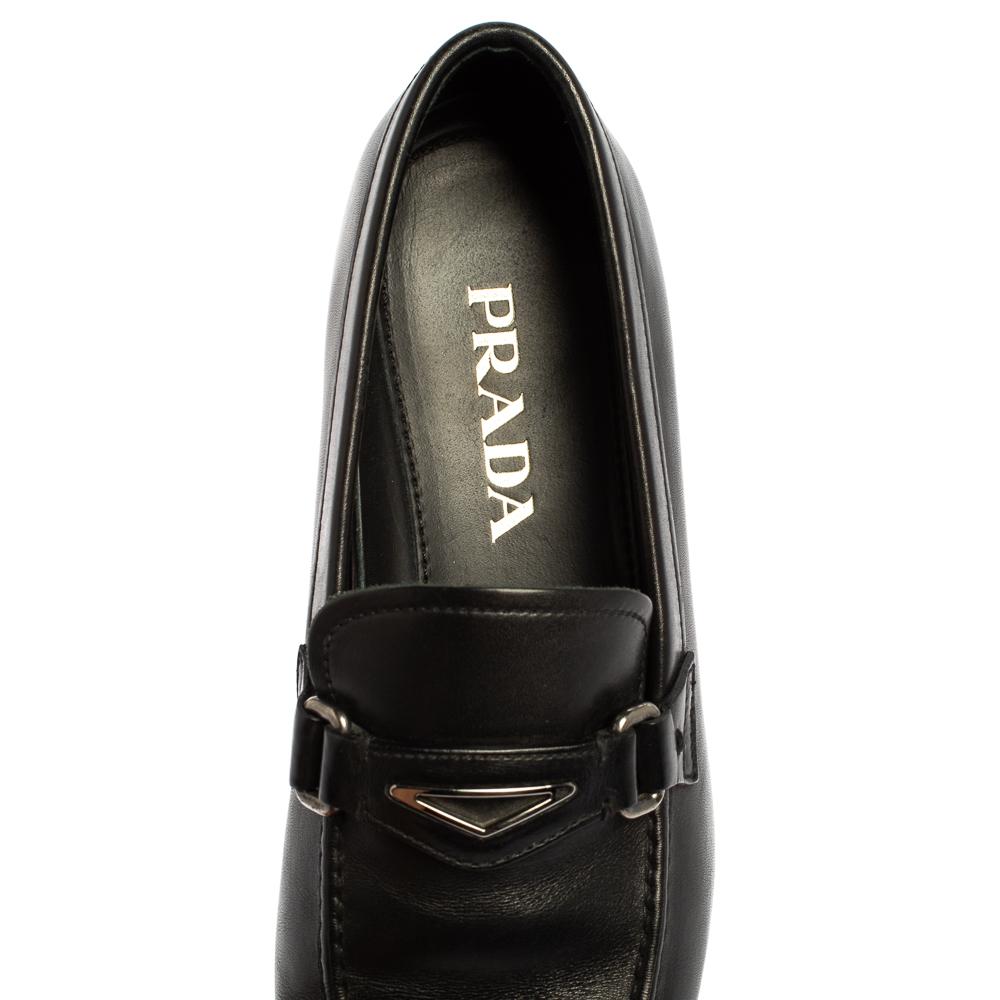 Prada Black Leather Penny Loafers Size 40 1