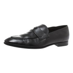 Prada Black Leather Penny Loafers Size 44
