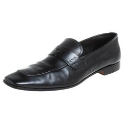 Prada Black Leather Penny Sip On Loafers Size 43