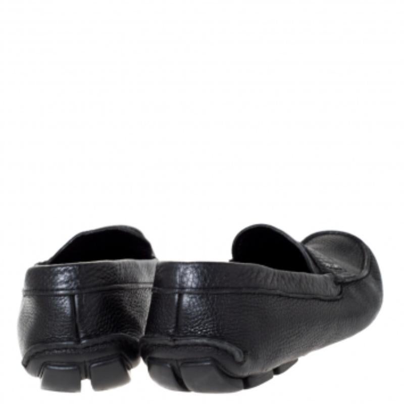 Prada Mocasines Slip On Cuero Negro Talla 43.5 en venta 3