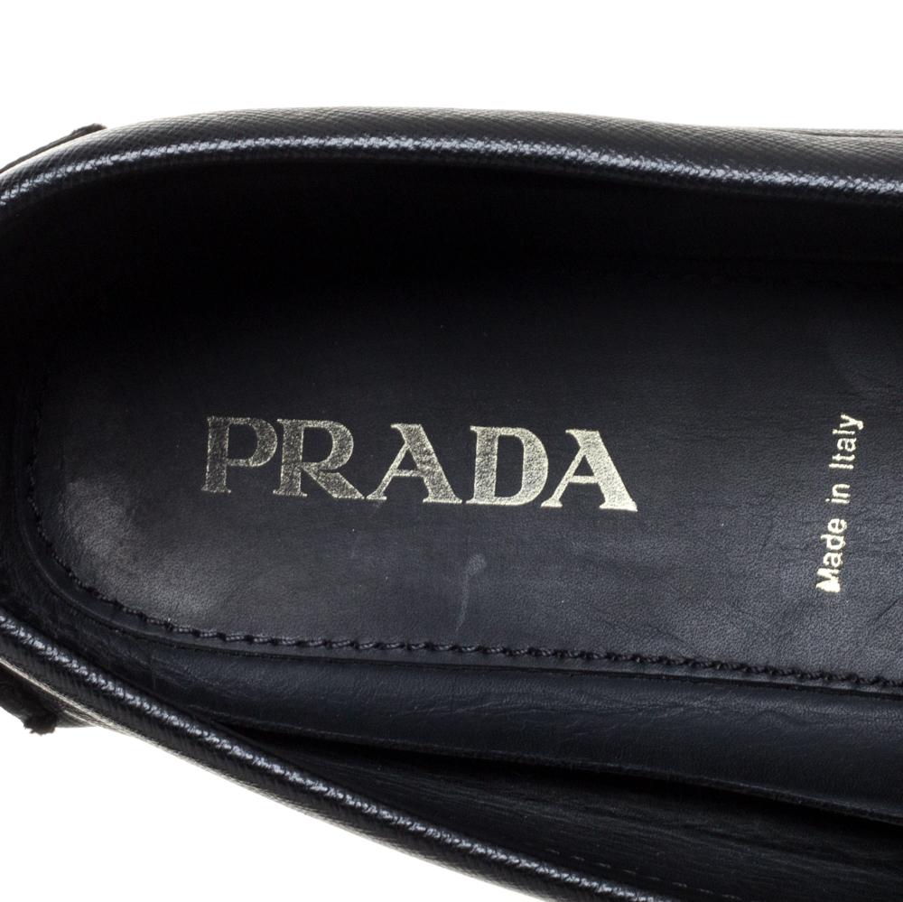 Prada Black Leather Penny Slip On Loafers Size 44 2