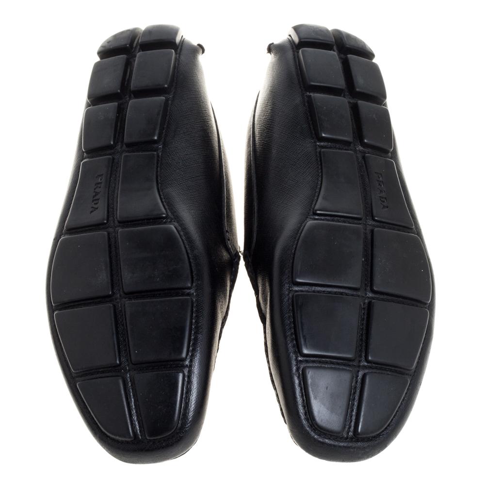 Prada Black Leather Penny Slip On Loafers Size 44 3