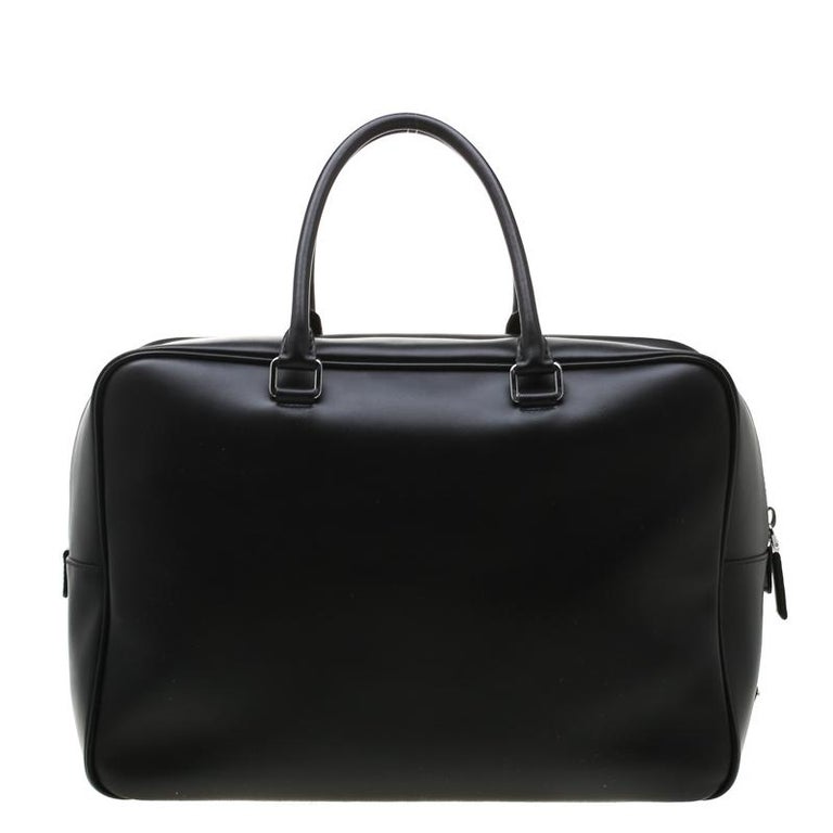 Prada Black Leather Piped Briefcase For Sale at 1stDibs
