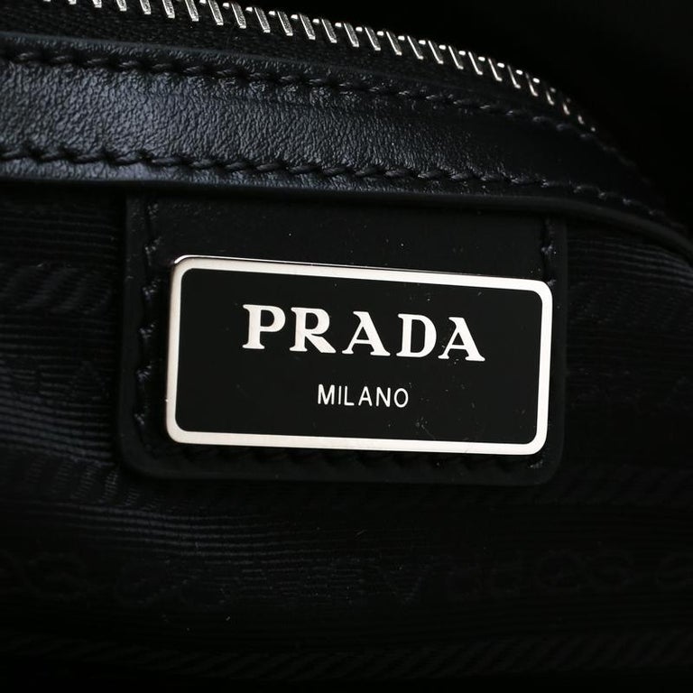 Prada Black Leather Piped Briefcase For Sale at 1stDibs