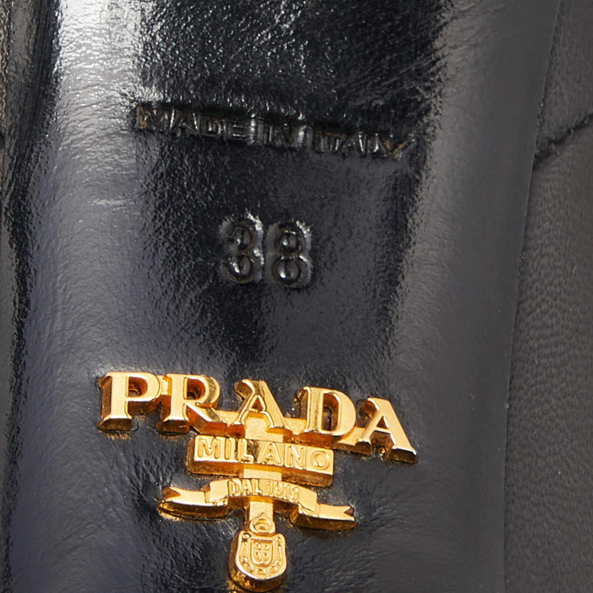 Prada Black Leather Platform Ankle Booties Size 38 3