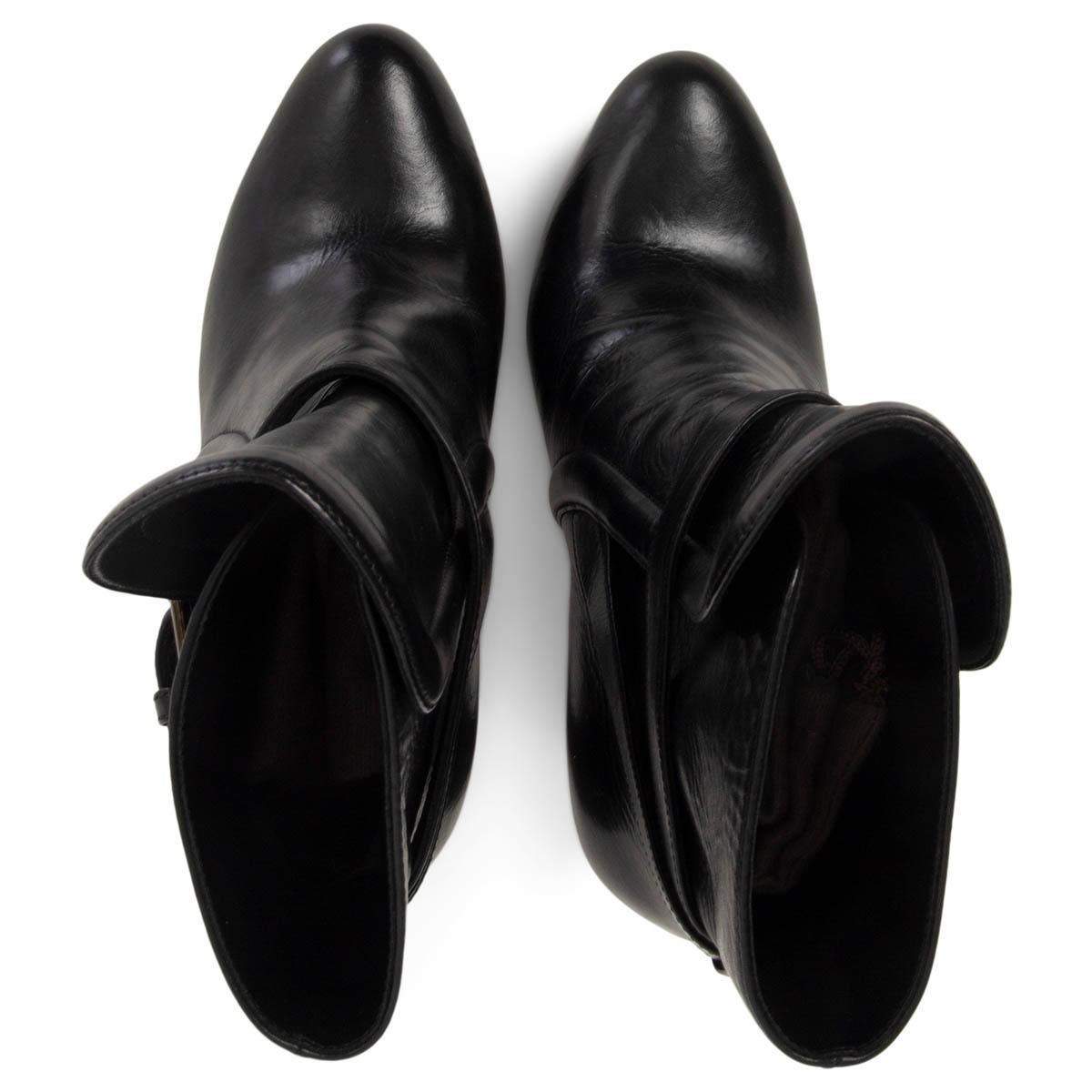 Black PRADA black leather PLATFORM ANKLE Boots Shoes 36 For Sale