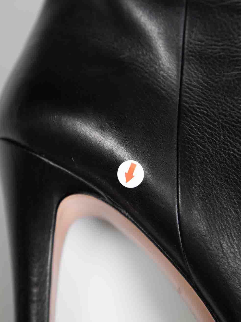 Prada Black Leather Platform Knee Length Boots Size IT 39.5 For Sale 1