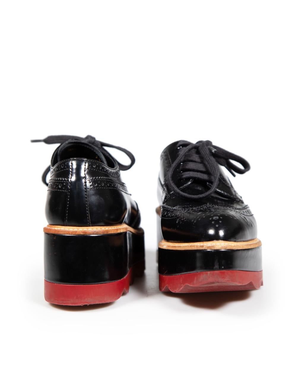 Prada Black Leather Platform Lace Up Brogues Size IT 36.5 In Excellent Condition In London, GB