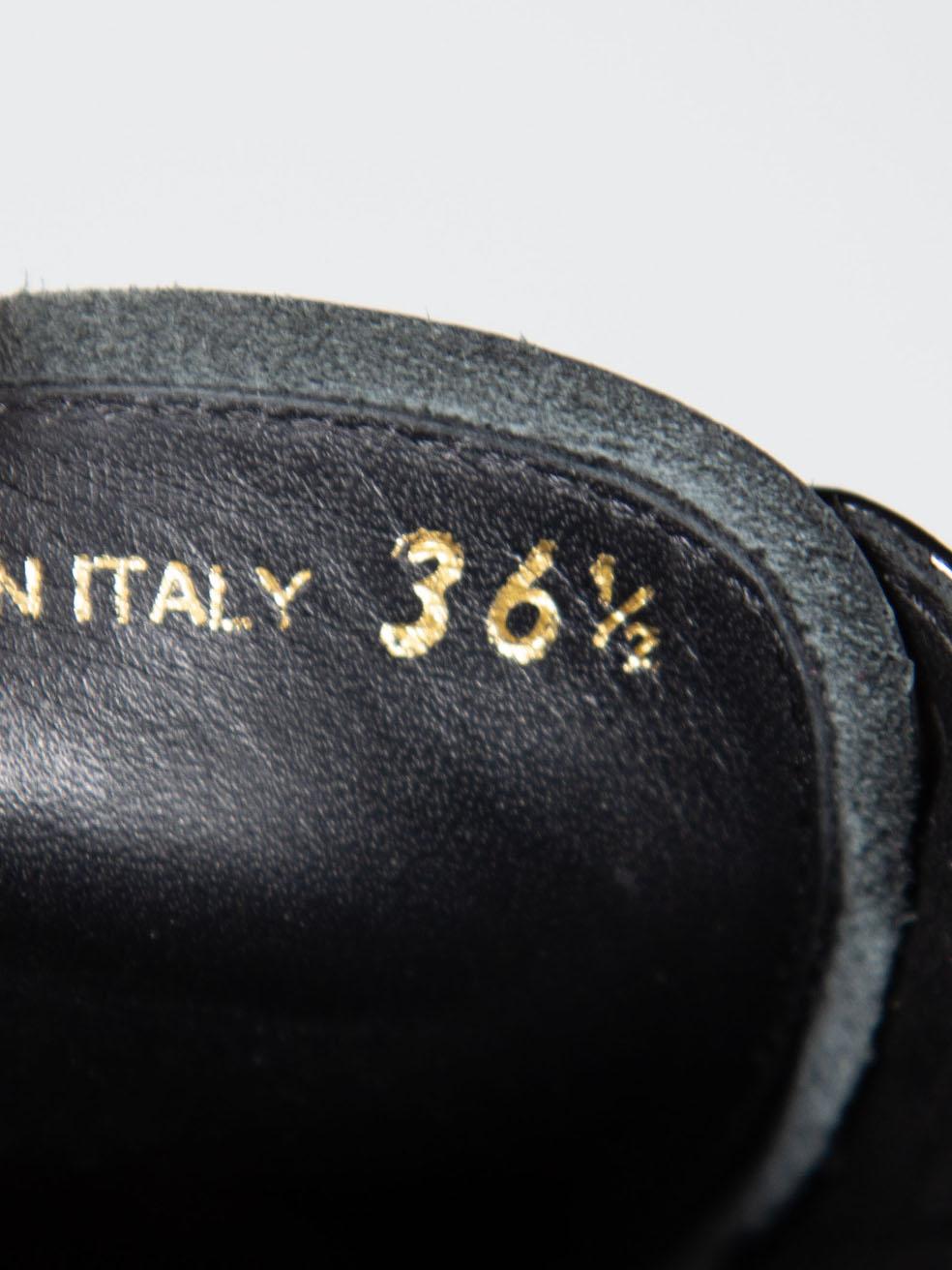 Prada Black Leather Platform Lace Up Brogues Size IT 36.5 3