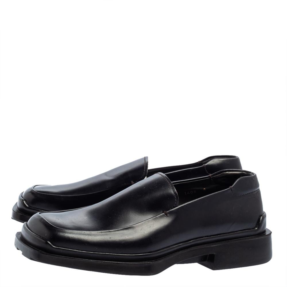 Prada Black Leather Platform Loafers Size 42 1