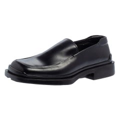 Prada Black Leather Platform Loafers Size 42