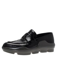 Prada Black Leather Platform Penny Loafers Size 39