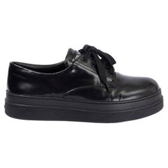 PRADA black leather PLATFORM Sneakers Shoes 39