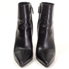 PRADA black leather POINTED TOE ANKLE Boots Shoes 37.5