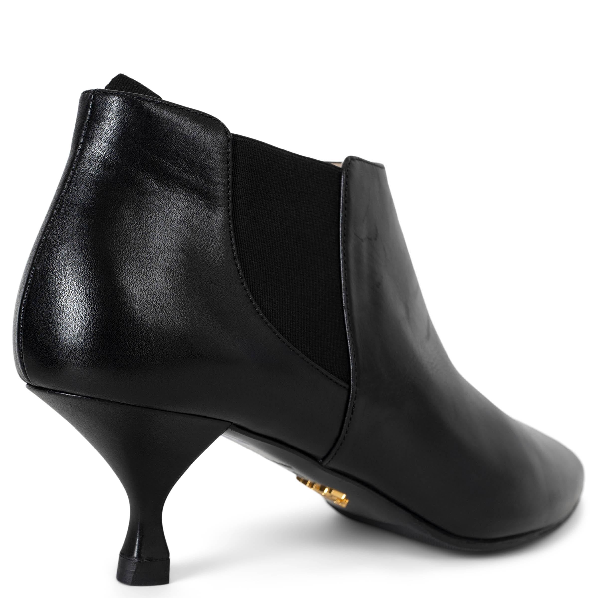 PRADA black leather Pointed Toe Ankle Boots Shoes 39 For Sale 1