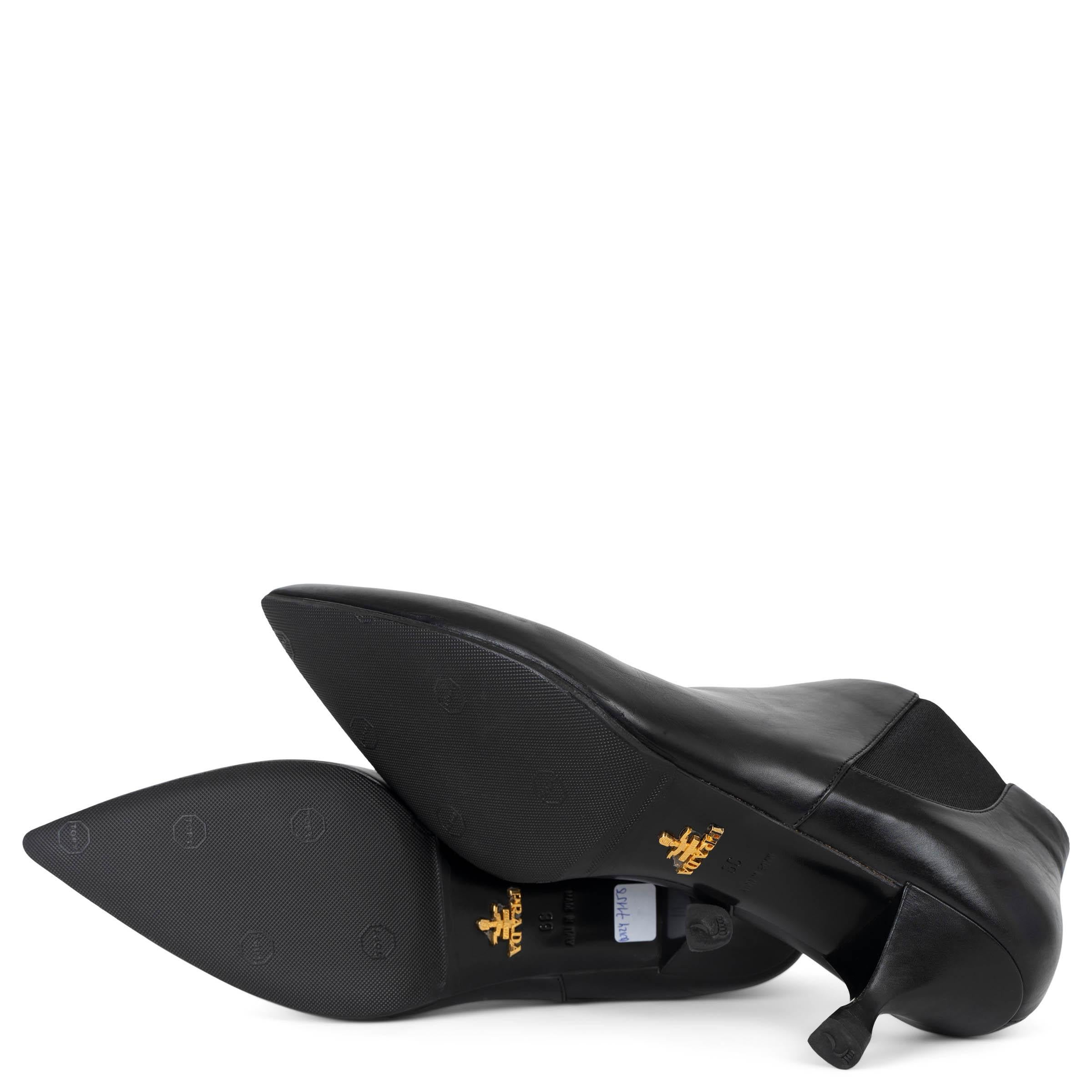 PRADA black leather Pointed Toe Ankle Boots Shoes 39 For Sale 3