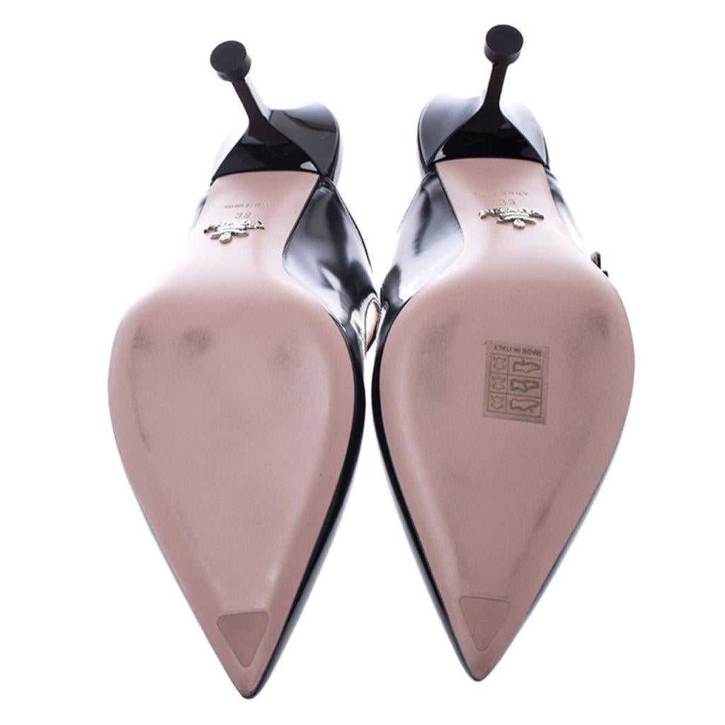 Women's Prada Black Leather Pointed Toe Mules Size 39