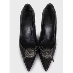 Prada Black Leather Pointed-Toe Pumps, Size 40.5
