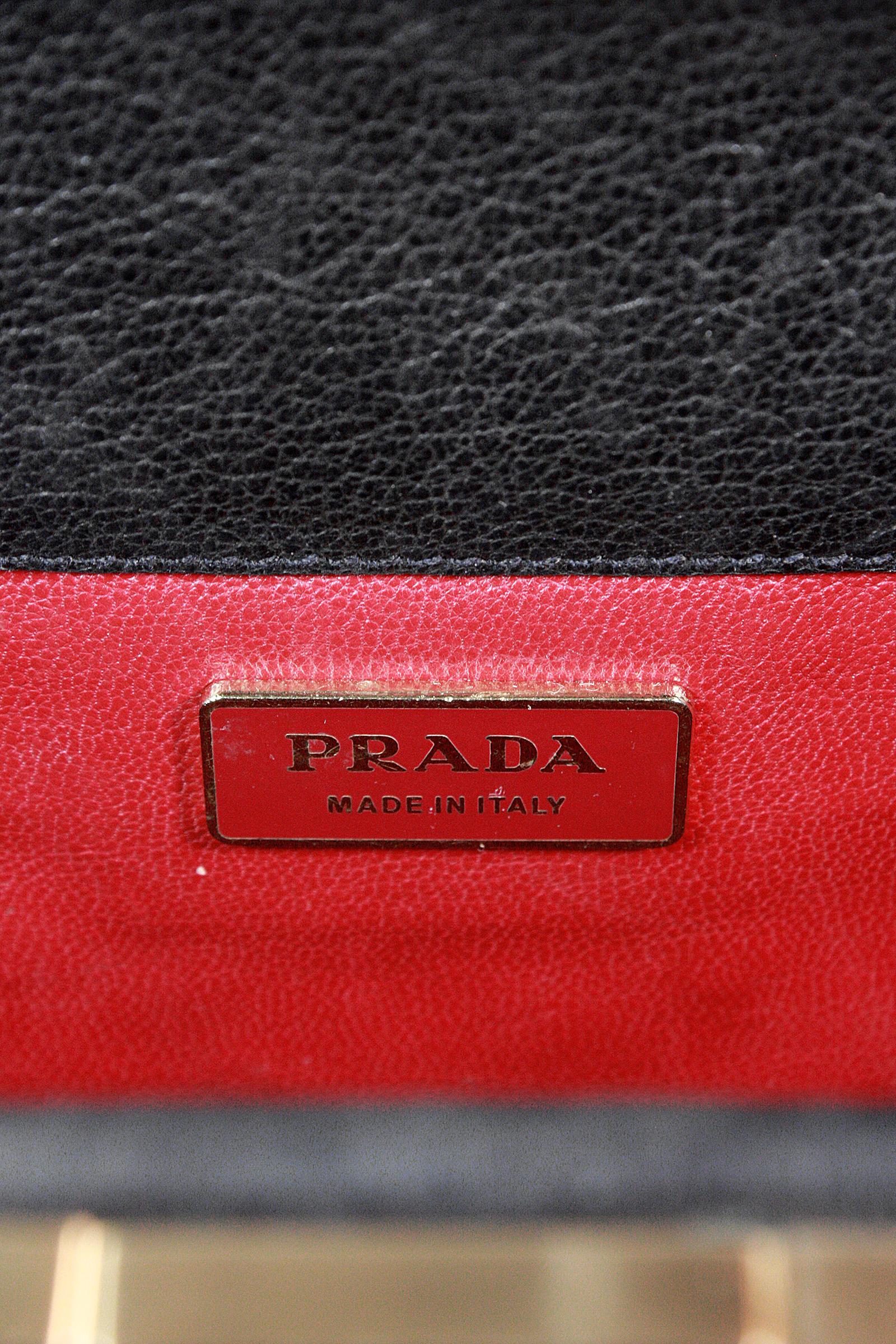 Prada Black Leather Purse with Gold Grommets 1