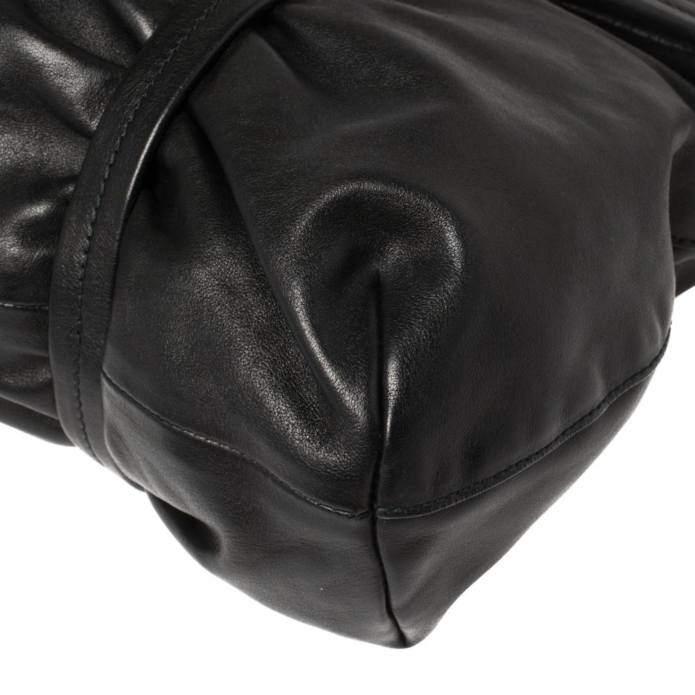 Prada Black Leather Pushlock Shoulder Bag 4