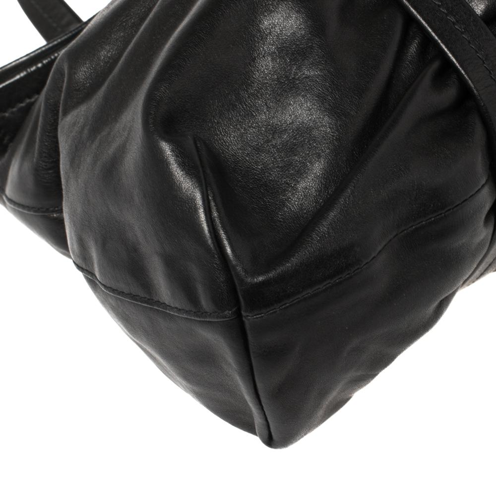 Prada Black Leather Pushlock Shoulder Bag 5