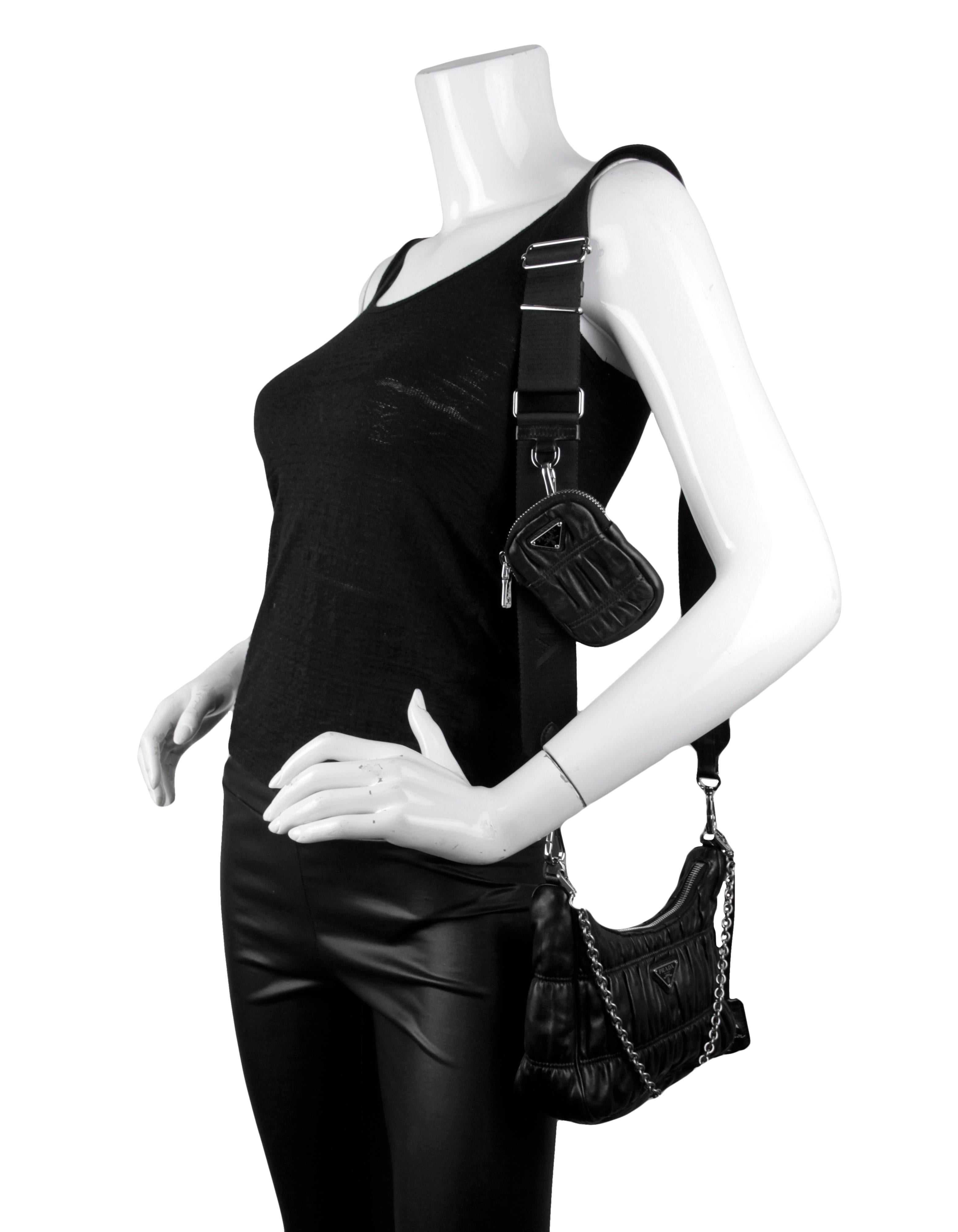 Prada Black Leather Re-Edition 2005 Nappa Gaufré Crossbody Bag 1