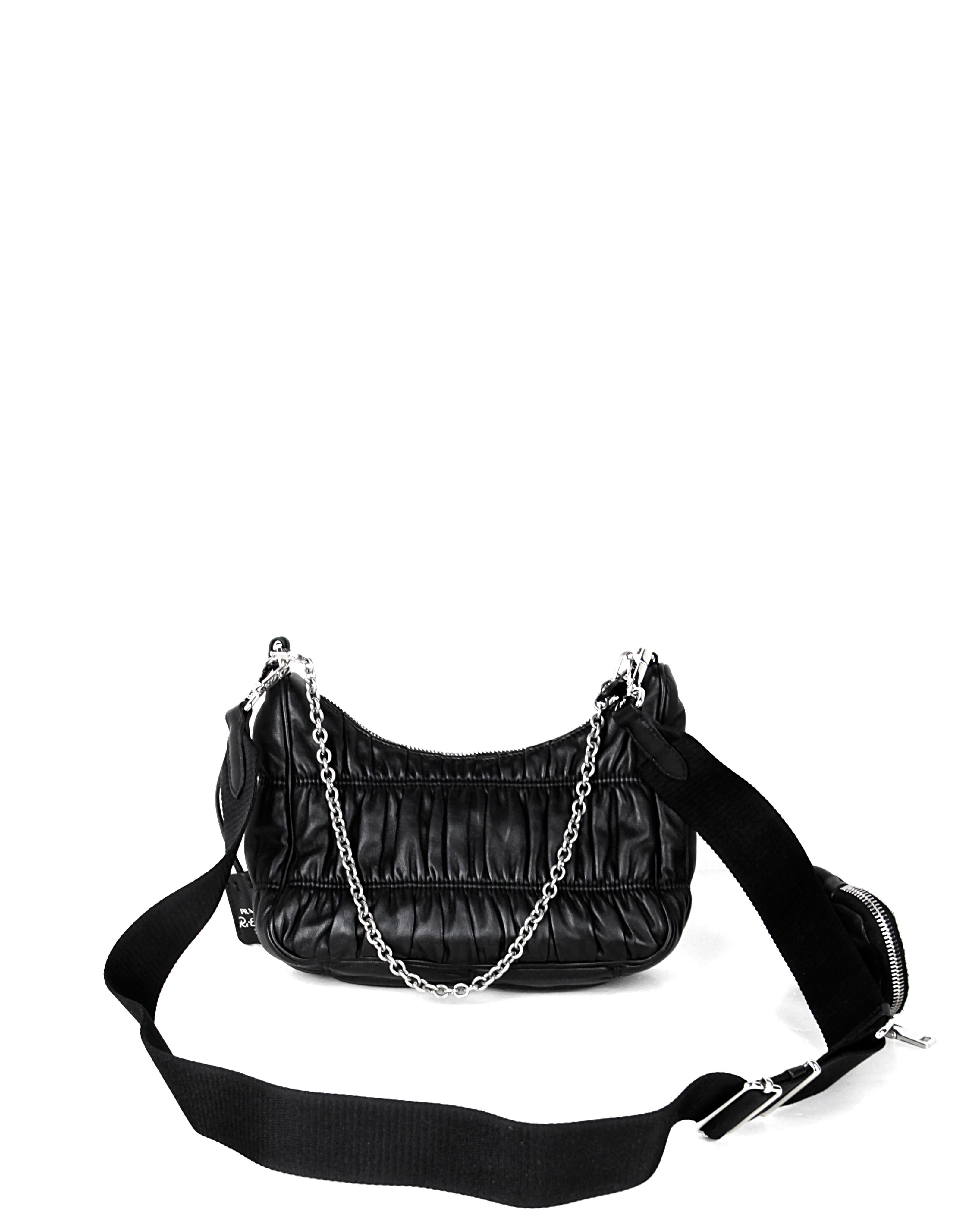 Prada Black Leather Re-Edition 2005 Nappa Gaufré Crossbody Bag 2