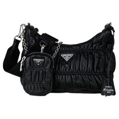 Prada Black Leather Re-Edition 2005 Nappa Gaufré Crossbody Bag