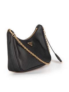 Prada Black Leather Re-Edition 2005 Saffiano Lux Hobo Crossbody