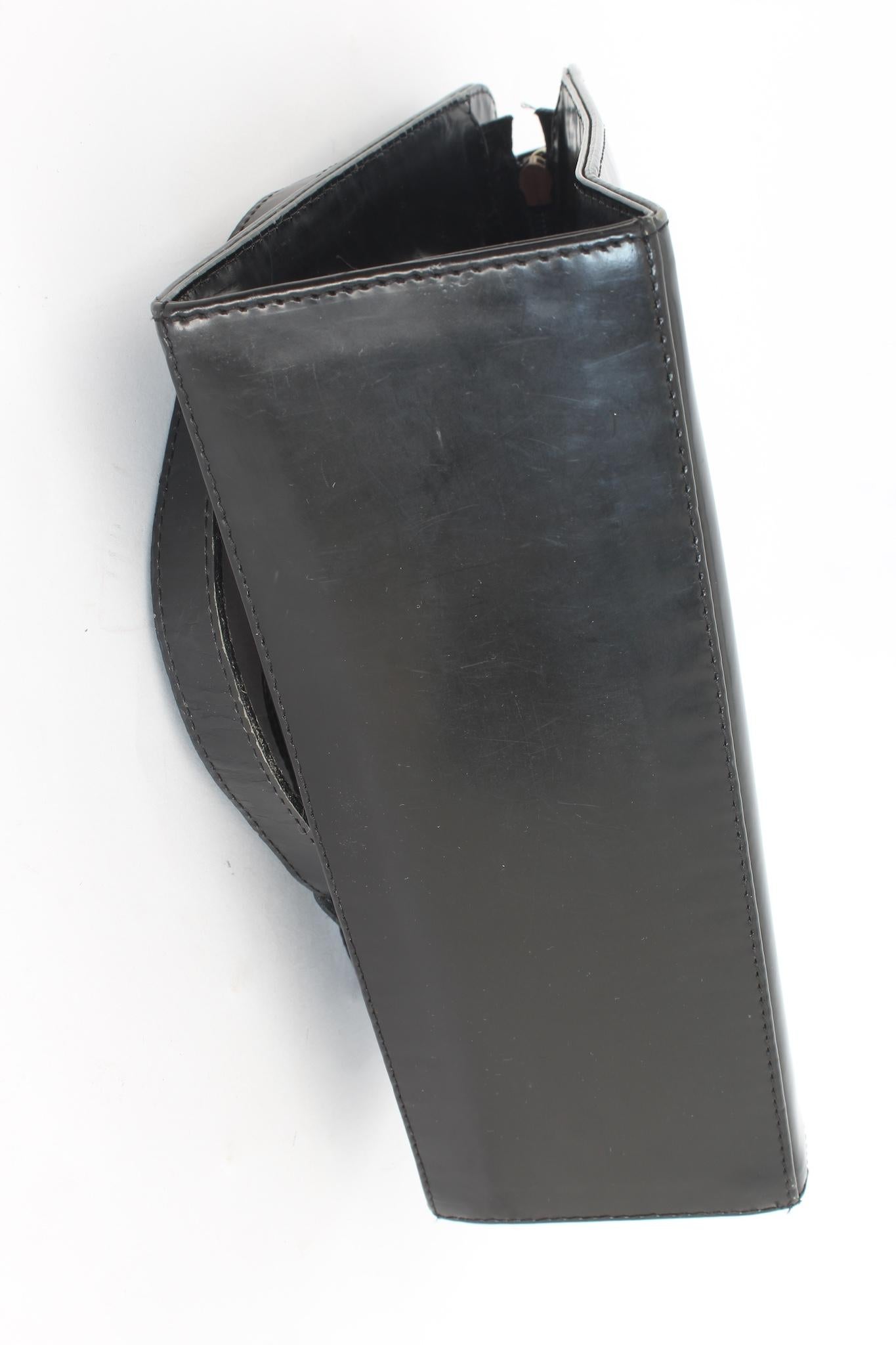 Prada Black Leather Rigid Shoulder Bag 1990s 3