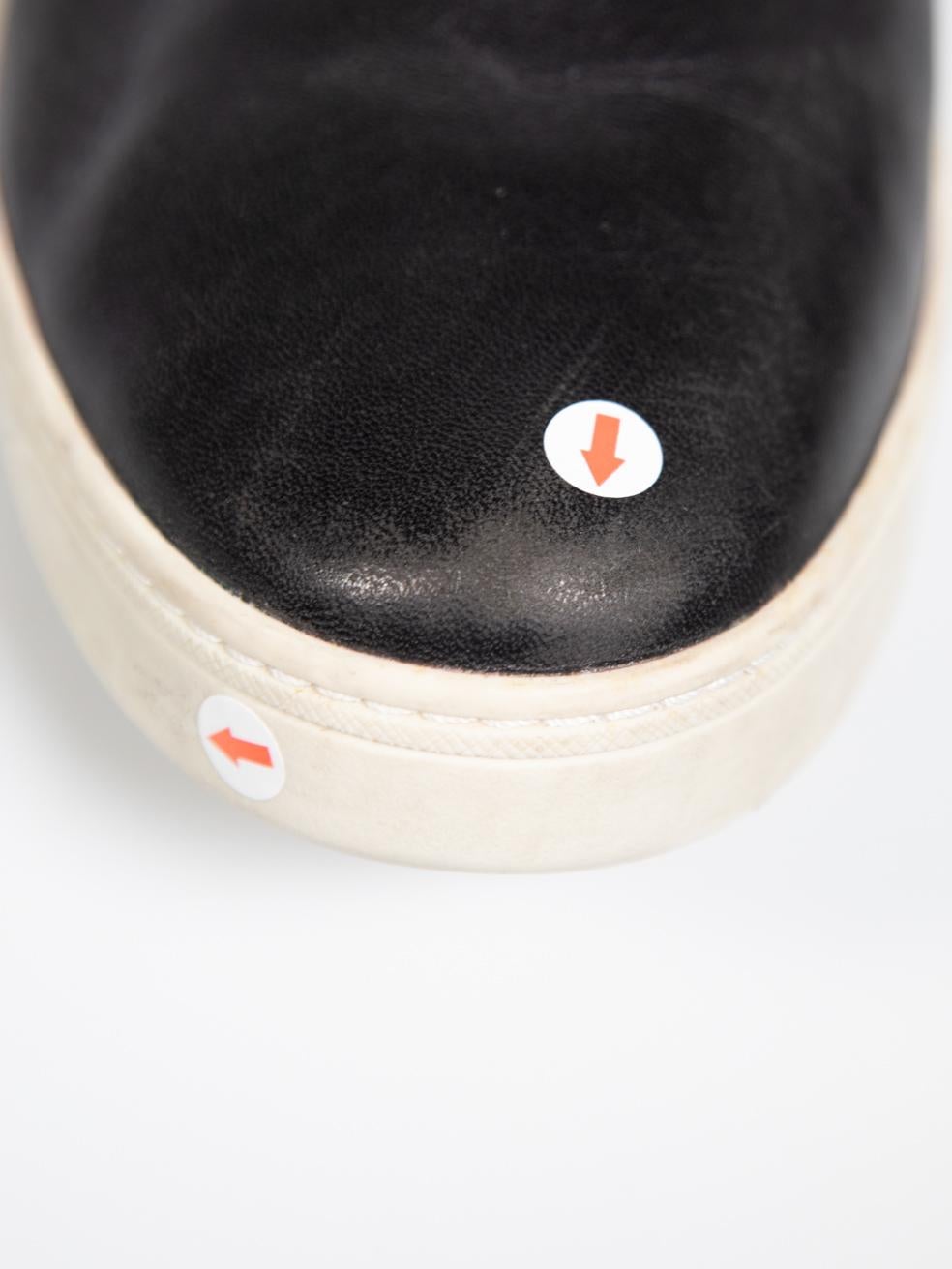 Prada Black Leather Round Toe Slip Ons Size IT 37.5 For Sale 4