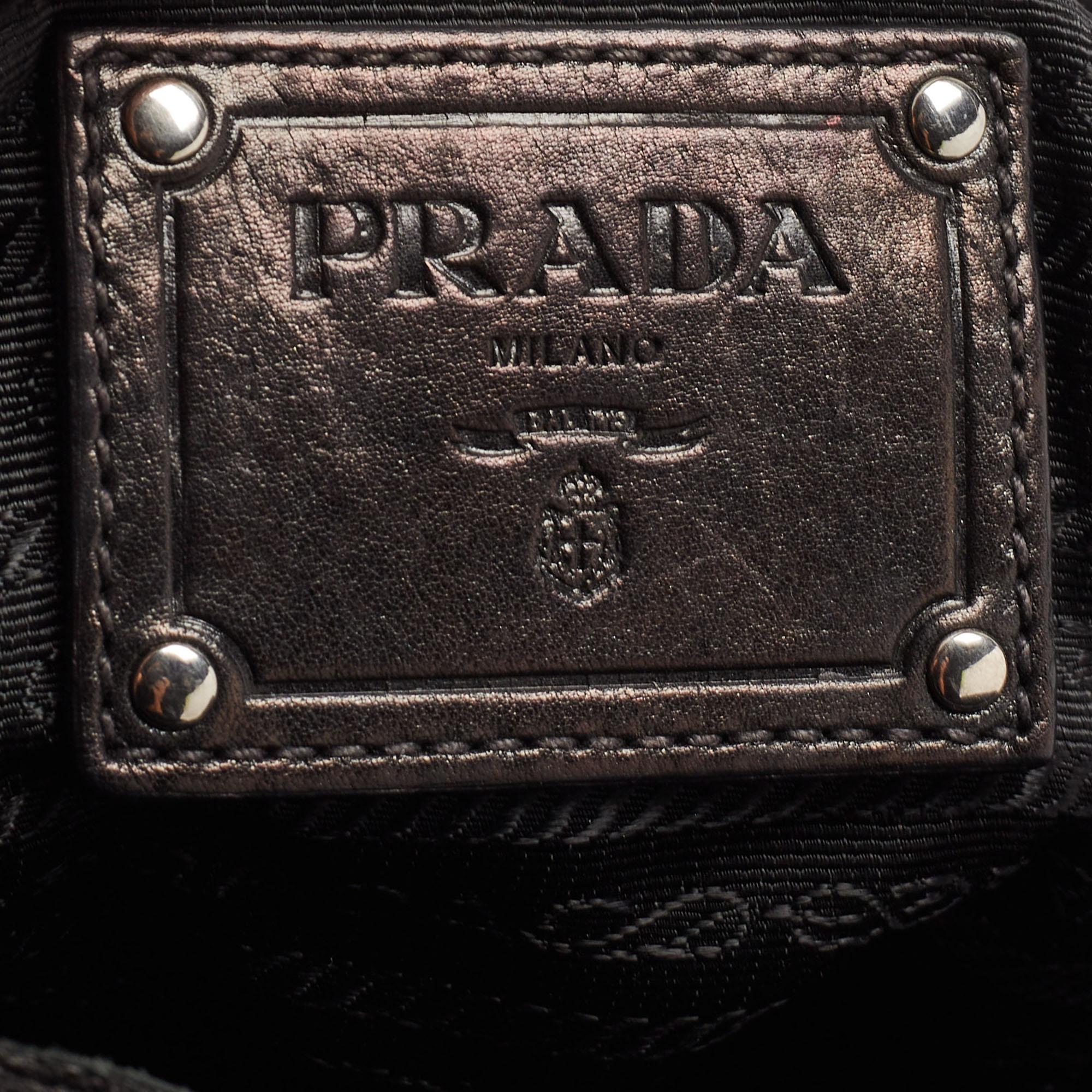 Prada Black Leather Ruffle Shoulder Bag 6