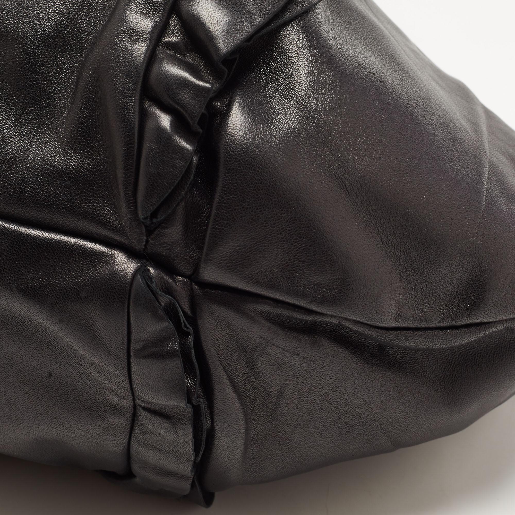 Prada Black Leather Ruffle Shoulder Bag 7