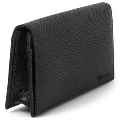 PRADA black leather SAFFIANO Credit Card & Coin Wallet